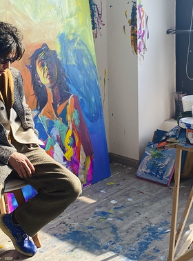 纯手绘波普艺术定制人像美式抽象油画新表现主义礼物照片现代挂画