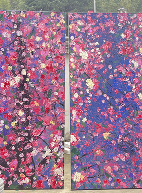 抽象花朵油画手绘现代客厅装饰画