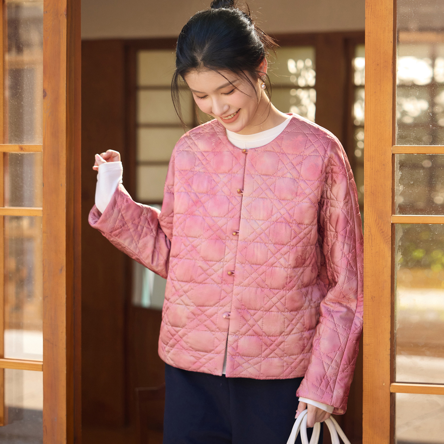 菲伊唐真丝提花缎上衣冬外套上衣