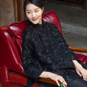 显瘦斜襟外套唐装 菲伊唐新中式 国风蕾丝立领复古提花A字版 上衣女