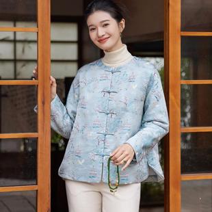 復(fù)古改良唐裝 菲伊唐真絲織錦緞冬棉衣女上衣新中式 女夾棉服外套女