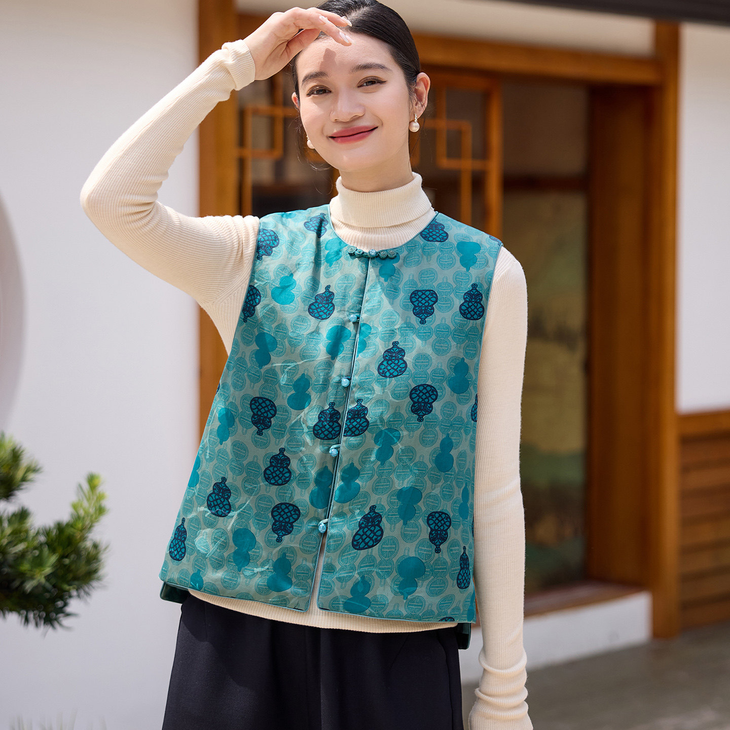 菲伊唐国潮复古改良真丝红云纱对襟百搭圆领中式宽松棉马夹女上衣,女装/女士精品,上衣,淘宝优惠券,粉丝福利购,淘宝优惠卷