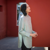 唐装 文艺复古改良中国风真丝混纺提花立领衬衫 女士上衣 新中式 夏季