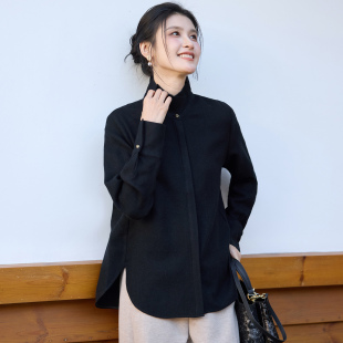 上衣女 百搭羊毛衬衫 菲伊唐舒适新中式 国风立领花苞领透气日常时尚