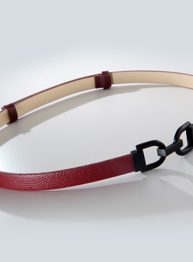 春夏酒红黑色头层牛皮真皮女士腰带百搭连衣裙装饰裙带韩版皮带