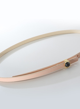 黑色白色粉色橙色头层牛皮女士细腰带牛皮装饰裙带连衣裙韩版皮带