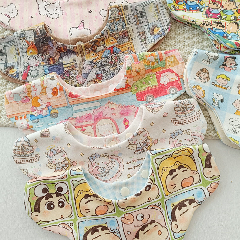 ins风动漫系列宝宝口水巾双面印花婴儿围嘴柔软新生儿吸水吐奶巾,婴童用品,口水巾,淘宝优惠券,粉丝福利购,淘宝优惠卷