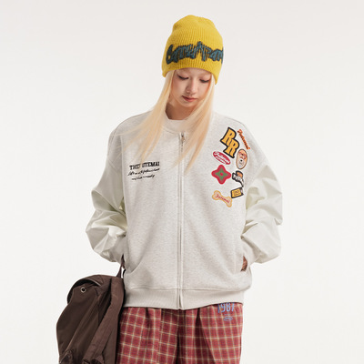 绿光美式高街cleanfit刺绣棒球服外套男女嘻哈街头宽松短款夹克