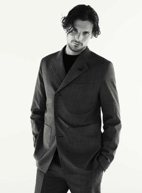 CD字母灰色千鸟格工装羊毛夹克专柜同款定制秋装男士西服春夏西装