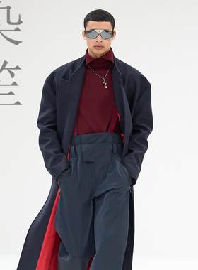 落肩款秋冬羊绒大衣呢子风衣呢子