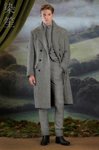 毛料大衣羊毛大衣男装冬呢子风衣千鸟格格子大衣外套定制羊绒男装