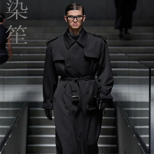 男大衣英伦过膝军风大衣欧美风衣防水布面料嘎巴甸夹克外套定制男