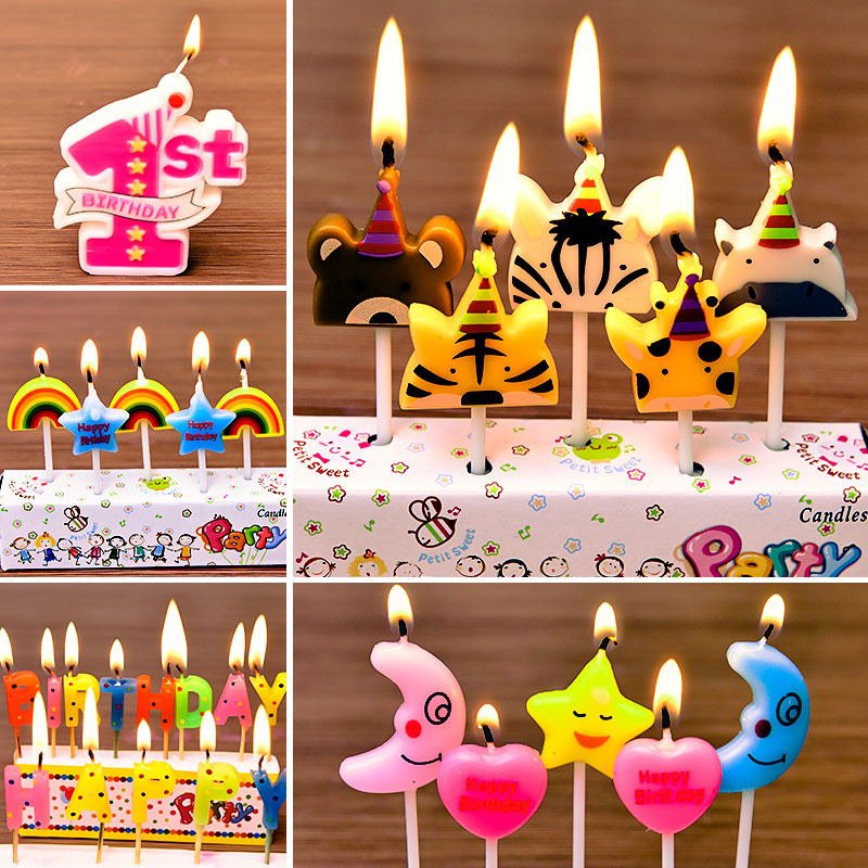卡通创意数字蜡烛儿童生日蛋糕装饰派对百天满月周岁无烟生日蜡烛