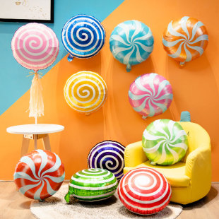 糖果铝膜气球儿童生日百天布置房间装 饰品棒棒糖幼儿园活动甜品台