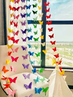 Wedding wedding decoration three-dimensional paper pull flower Colorful butterfly five-pointed star paper flower Birthday party children's room decoration