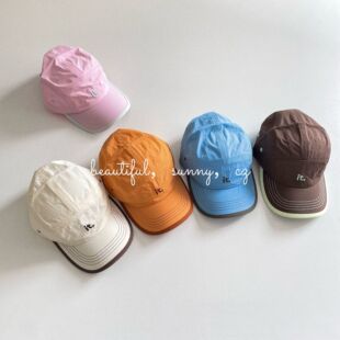 小众韩范速干鸭舌帽男童女童刺绣it儿童防晒