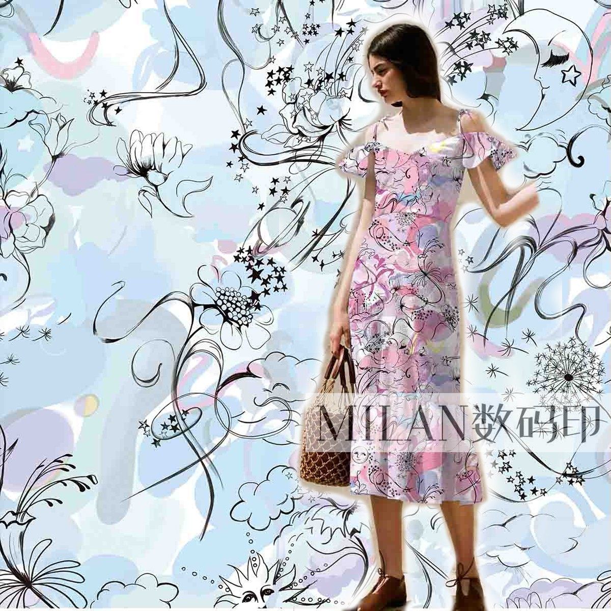 新款原创花型星空花卉图案数码印花面料雪纺 仿真丝 羽绒服布等可,居家布艺,海绵垫/布料/面料/手工diy,淘宝优惠券,粉丝福利购,淘宝优惠卷