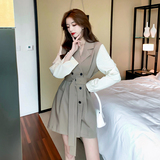女神范衣服2021年秋季新款西装裙子气质收腰长袖连衣裙女装秋，女装连衣裙，潮品会