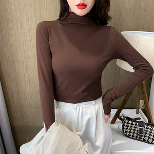 8.25新品2021秋冬新款性感莫代尔木耳边打底衫女可图片