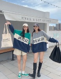 121#，闺蜜装宽松中长卫衣撞色青春流行班服设计感小众上，女装卫衣/绒衫，潮品会