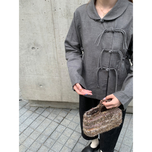 秋季 k：temet 小蓬蓬 原创中式 小众设计感亚麻上衣女 nosce