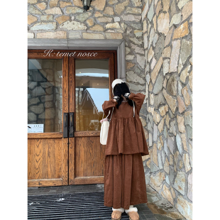 温柔高级感小众宽松灯芯绒双色蓬蓬套装 秋冬经典 nosce k：temet