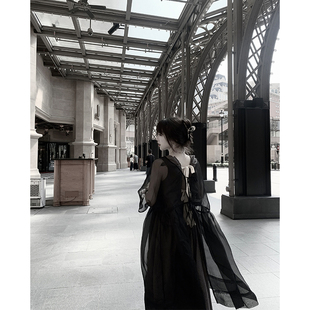 春夏高级感小外套 原创黑色真丝欧根纱时尚 k：temet nosce