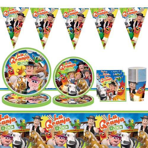 泽农农场派对用品一次性餐具儿童生日六一节日卡通动物纸杯气球