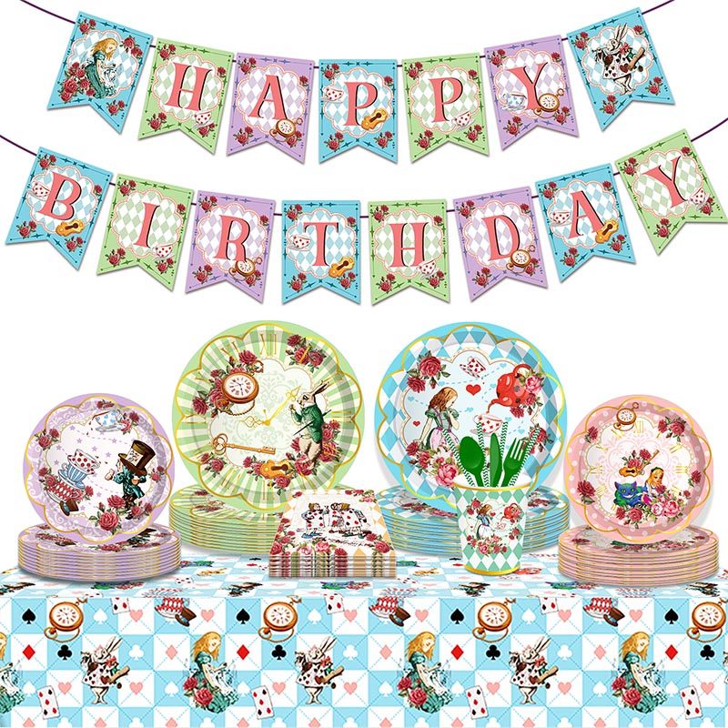爱丽丝梦游仙境一次性餐具生日派对用品装饰横幅纸盘纸巾纸杯气球,节庆用品/礼品,节日装扮用品,淘宝优惠券,粉丝福利购,淘宝优惠卷