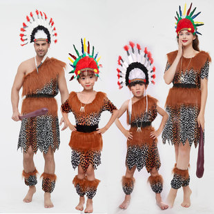 野人服装亲子非洲民族服装非洲鼓演出服印第安原始部落土著人服装
