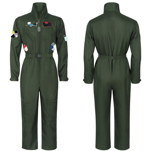 欧美COS壮志凌云空军飞行员制服连体休闲套装徽章立领儿童连体衣