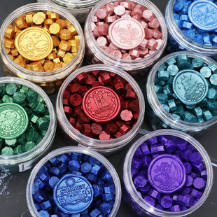 火漆蜡粒 200粒 火漆印章蜡粒wax seal信封口蜡粒酒红金色混色瓶装