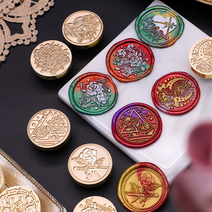 火漆印章章头 现成图玫瑰园系列铜头成品 信封封口封蜡手账火漆头