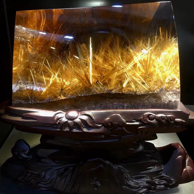 诺源珠宝收藏款天然钛晶发晶景石摆件家居办公开业装饰品晶体通透