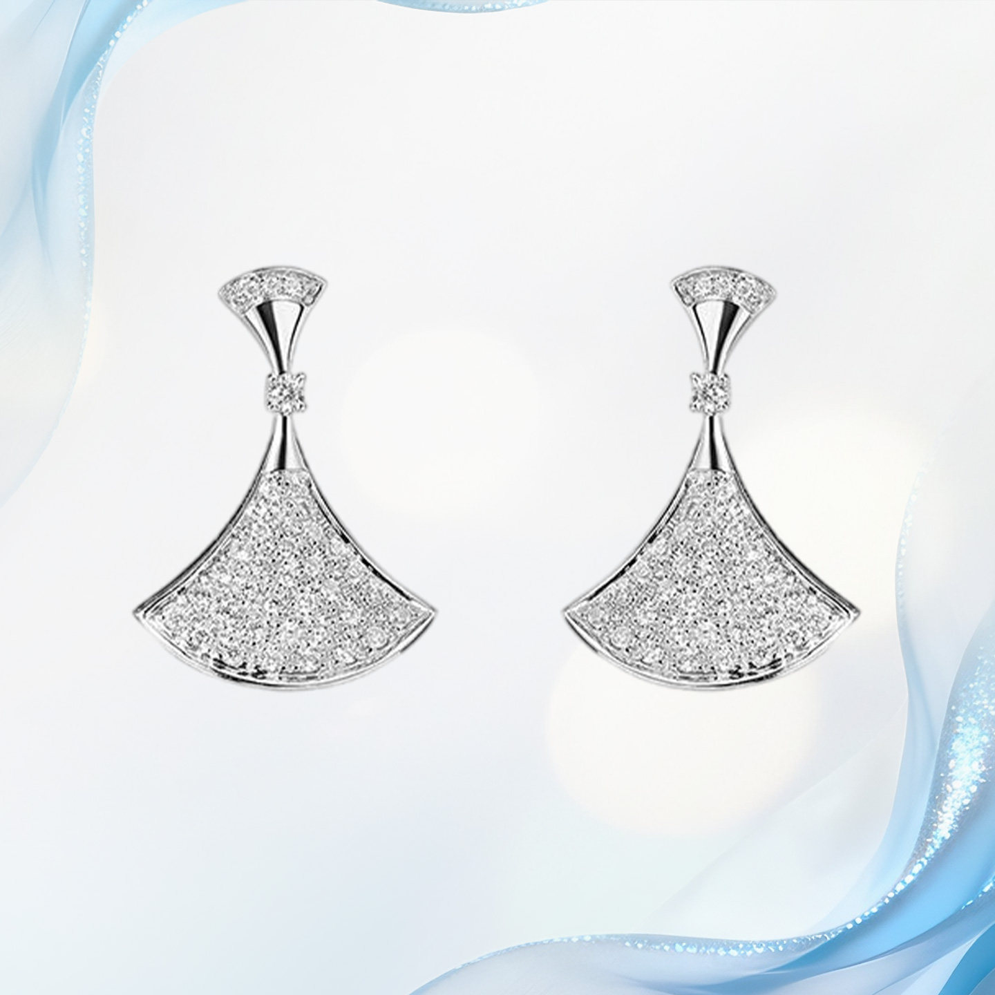 真诚珠宝 PT950铂金天然钻石耳钉女真钻裙子款耳饰定制情人节礼物