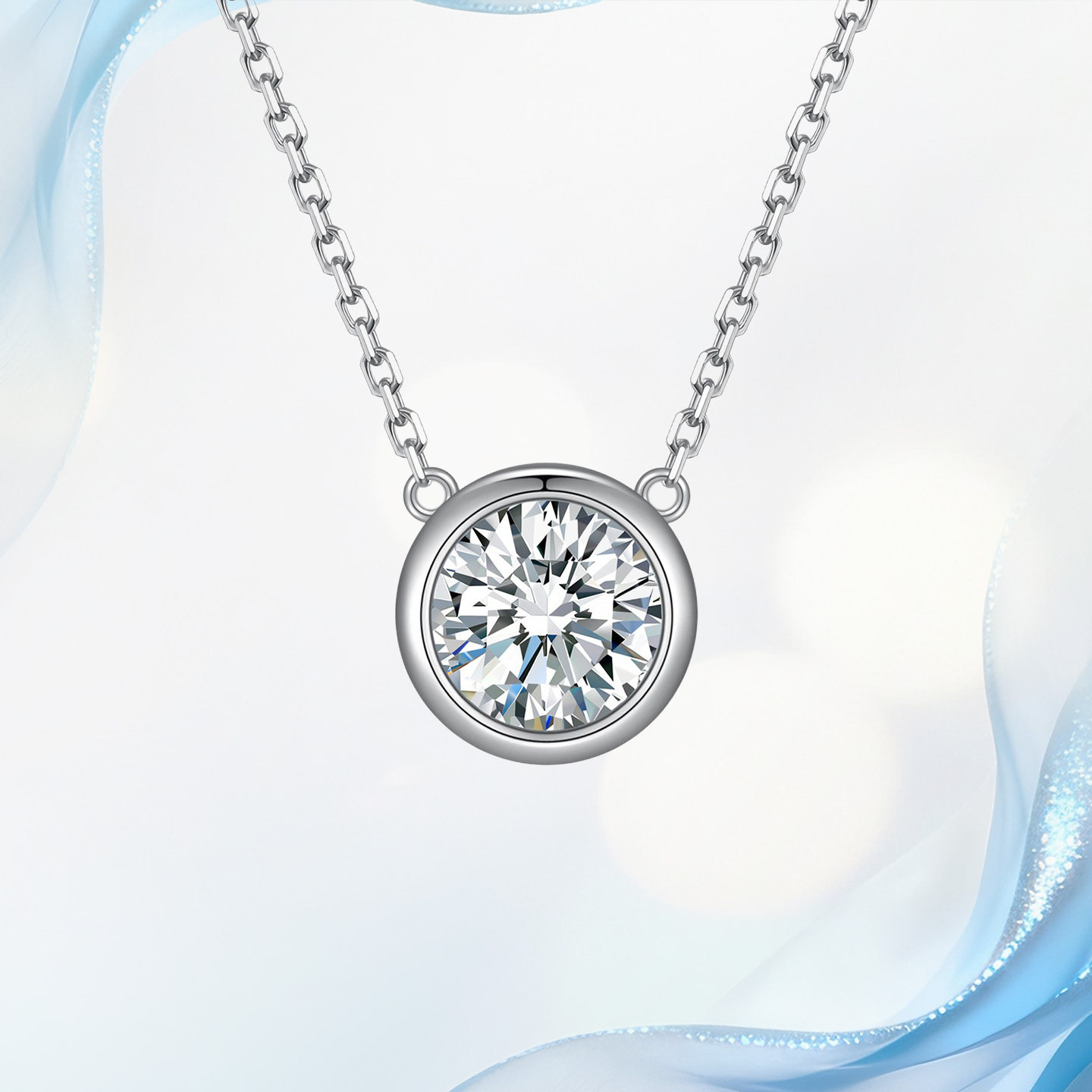 18K金天然真钻石颈饰女泡泡飞碟牛头鼻屎款项链女小众情人节礼物