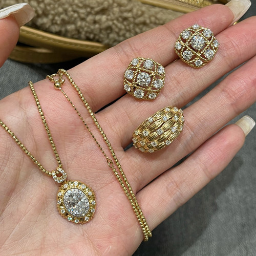 钻石项链鎏金缀星18K金培育钻石