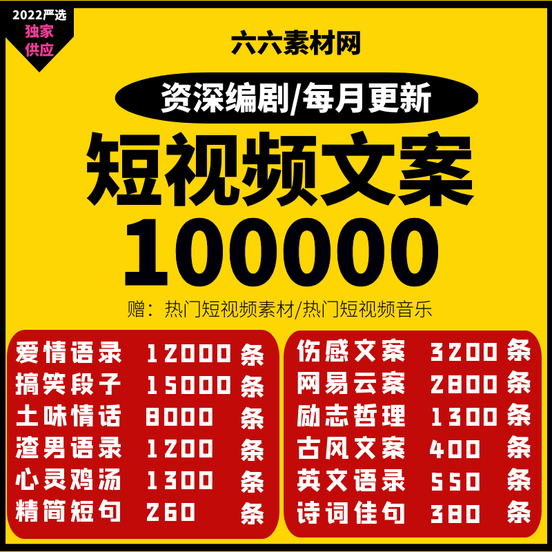 朋友圈爆款素材文案口播情感抖音语录大全搞笑短视频剧本金句创作