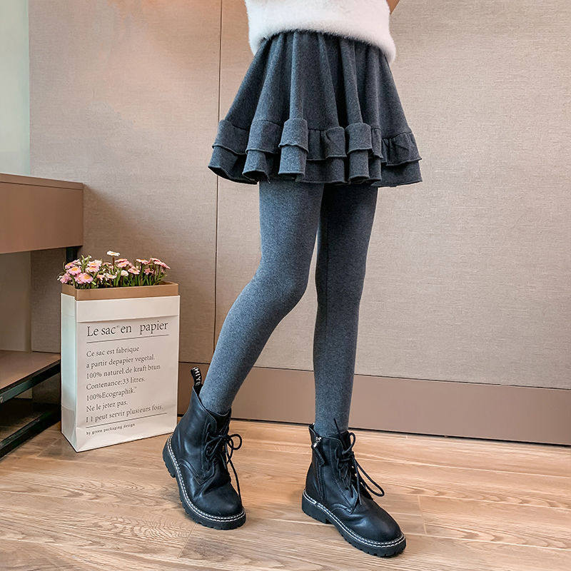 女童裙裤春秋款2025新款儿童打底裤洋气外穿中大童假两件韩版裤子