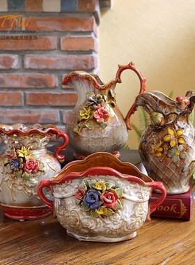 ins家居装饰品 客厅小花瓶陶瓷工艺品欧美摆件结婚摆件创意礼品