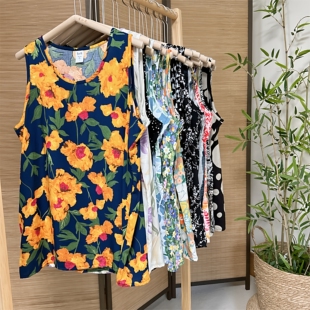 宽松舒适人造棉无袖 薄宽松休闲胖MM大码 上衣 棉绸背心女夏季 2026款