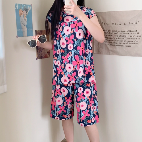 人造棉女士棉绸两件套夏季家居服