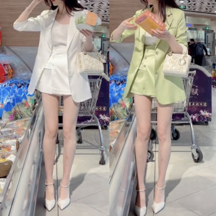 气质西装 韩版 领中长款 西服外套洋气裙裤 女 2025秋季 两件套套装 新款