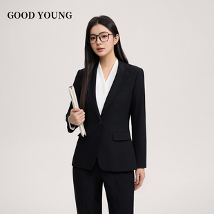 YOUNG黑色西装 职业西装 套装 女秋季 外套女 女考公考编面试正装 GOOD