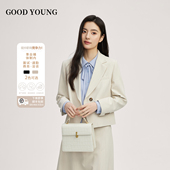 GOOD 女大学生早秋面试国考西服外套通勤正装 YOUNG米白色西装 套装