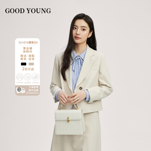 女大学生早秋面试国考西服外套通勤正装 套装 YOUNG米白色西装 GOOD