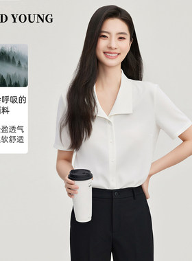 GOODYOUNG白色短袖衬衫百搭面试女士职业面试衬衣通勤职场小个子