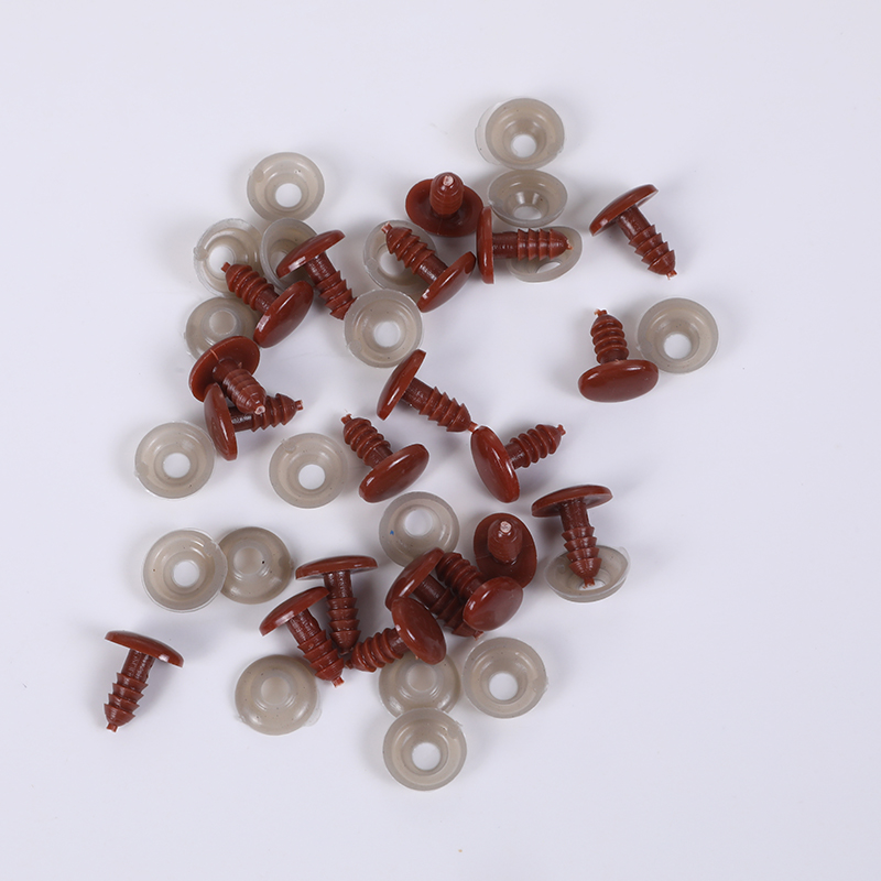 新款棕色椭圆鼻子带螺旋杆玩偶眼珠diy手工玩具鼻子配件带卡扣