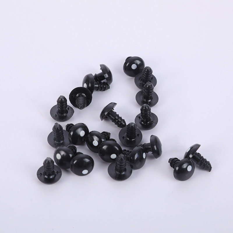 毛绒勾线娃娃眼珠配件 带螺旋杆一个印刷白点卡通眼睛配件