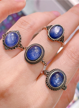 ninisn情侣蓝晶石复古风戒指